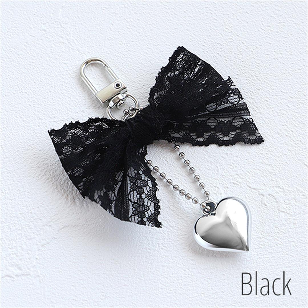 RORA キーリング 通販 ローラ エヴリン キーホルダー キーチャーム バッグチャーム ナスカン リボン レース ハート チャーム シルバー おしゃれ かわいい キッズ 子供 こども 子ども 女の子 女子 レディース ファッション雑貨 キッズファッション ピンク ・