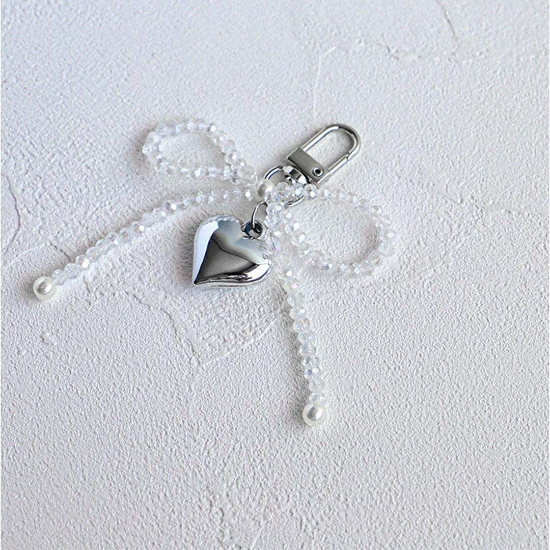 Rora キーリング 通販 ローラ クリストール キーホルダー キーチャーム バッグチャーム ナスカン ハート パール ハート型 チャーム シルバー おしゃれ かわいい キッズ 子供 こども 子ども 女の子 女子 レディース ファッション雑貨 キッズファッション クリアー ・
