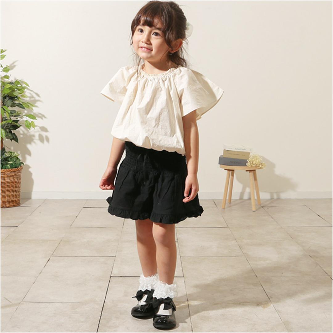 Rora ブラウス 襟なし 通販 ローラ クリーミー カットソー キッズ 子供 女の子 女子 こども 子ども きれいめ 白 ベージュ フレアスリーブ 花 お花 おしゃれ かわいい オシャレ 可愛い カジュアル トップス 子ども服 子供服 キッズファッション クリーム 110cm