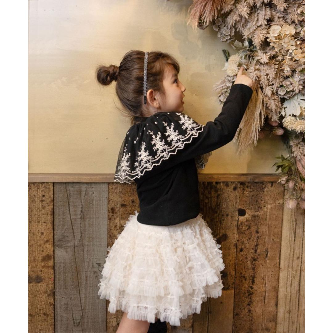 Rora 子供服 スカート 通販 ナデシコ フリフリリボンスカート フレアスカート キッズ 女の子 女子 リボン レース フォーマル カジュアル パーティー お出かけ 誕生日 記念日 かわいい オシャレ 可愛い おしゃれ ボトムス 子ども服 キッズファッション ベージュ 110cm