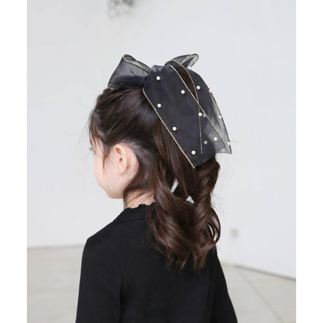 Rora キッズ ヘアゴム リボン 通販 オーガンジー パール 68062301 ウナスヘアゴム 大きめ 女の子 大人っぽい 卒園式 入学式 結婚式 発表会 オシャレ 可愛い おしゃれ かわいい ヘアアレンジ ヘアーアクセサリー ヘアアクセサリー キッズファッション ブラック フリー