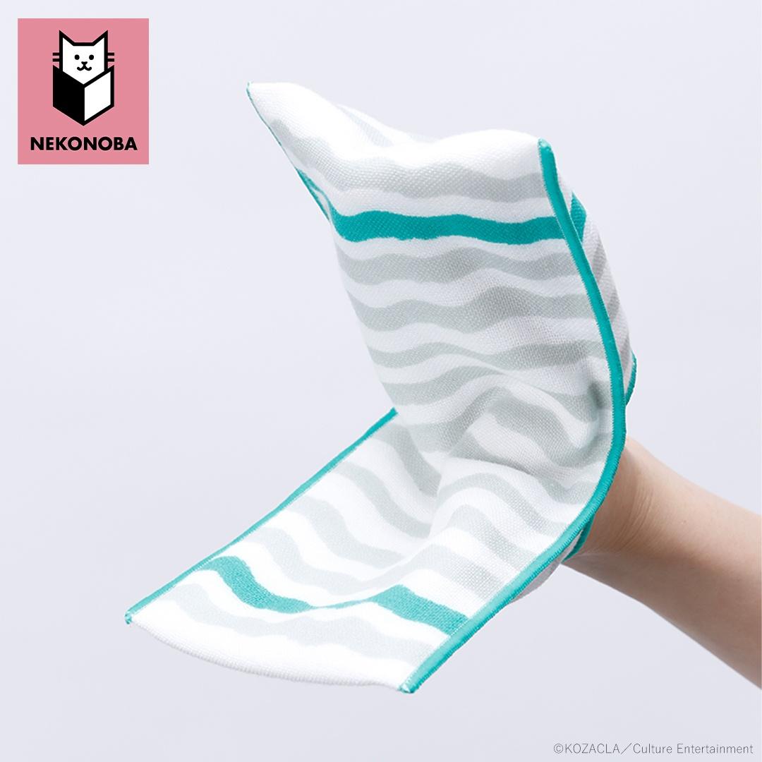 NEKONOBA グッズ 通販 ネコノバ ハンカチ ポケット付き ポーチタオル タオルハンカチ ハンドタオル ハンカチタオル キャラクター 可愛い 猫 ねこ ネコ 猫グッズ かわいい おしゃれ レディース メンズ 子ども 小学生 女の子 中学生 女子 ボーダー/ネイビーxピンク ・