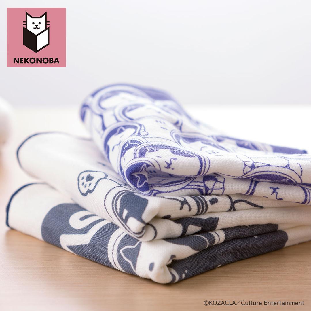 NEKONOBA 通販 ハンカチ ガーゼハンカチ NYASA 柔らかガーゼ ハンカチタオル かわいい カワイイ ネコノバ 猫グッズ 猫雑貨 ガーゼパイル生地 やわらかい やわらか ガーゼ ハンドタオル おしゃれ コンパクト 吸水 宇宙って楽しいなNYASA ・
