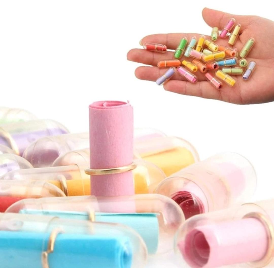 ミニメッセージカード カプセル 30個入り 通販 メッセージカード ミニ 便箋 びんせん 便せん ミニレター 手紙 てがみ レター カプセル入り カラフル 寄せ書き 職場 退職 学校 卒業 友人 友達 かわいい 可愛い おしゃれ ギフト ステーショナリー 文房具 マルチカラー ・