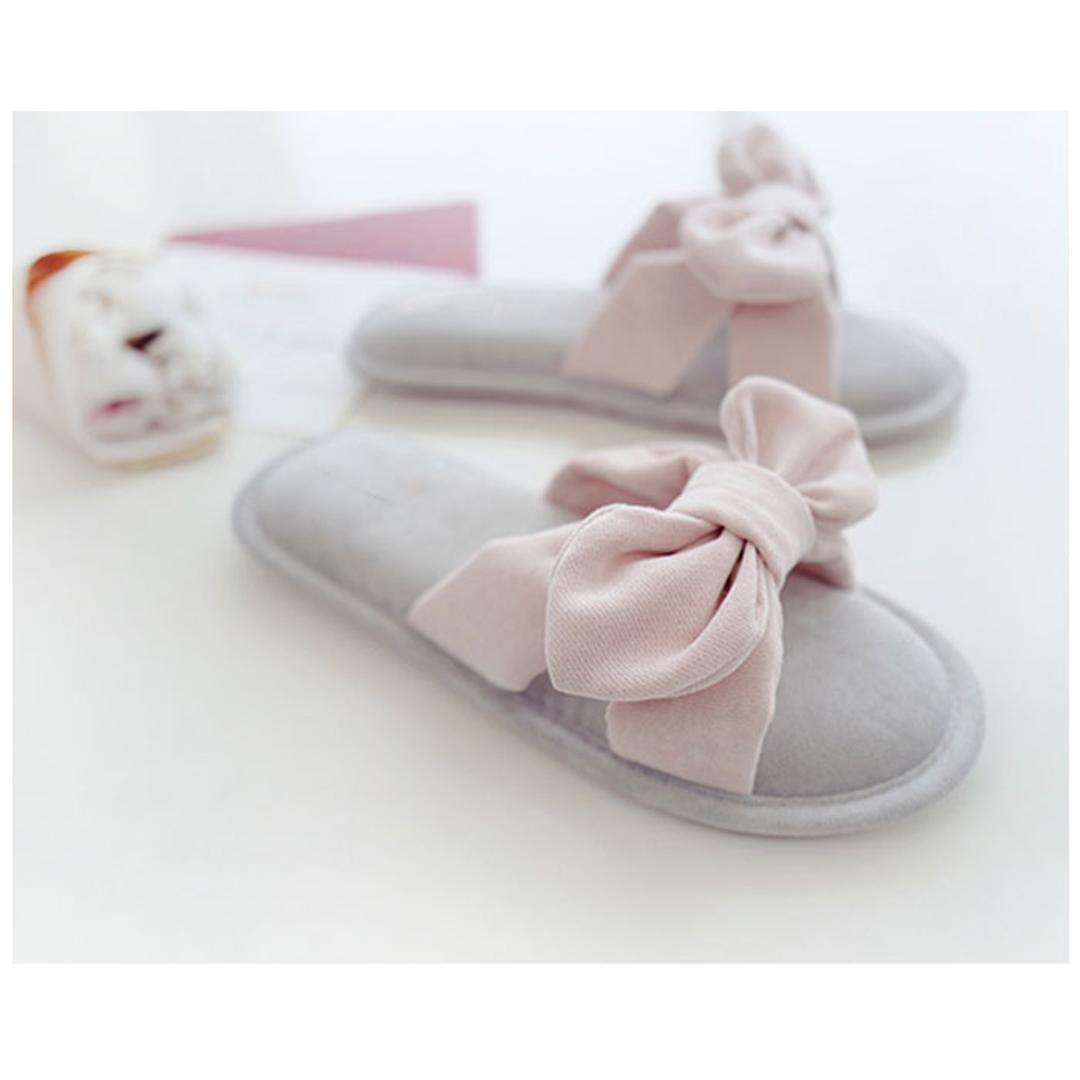 スリッパ 夏用 室内 通販 洗える 手洗い レディース ルームシューズ 室内履き サンダル 部屋履き ルームスリッパ 春夏 春 夏 秋 おしゃれ かわいい リボン ふわふわ 滑り止め 履きやすい 歩きやすい 前あきスリッパ 生活雑貨 日用品雑貨 グレー×リボン 【即日発送】36/37(23cm)