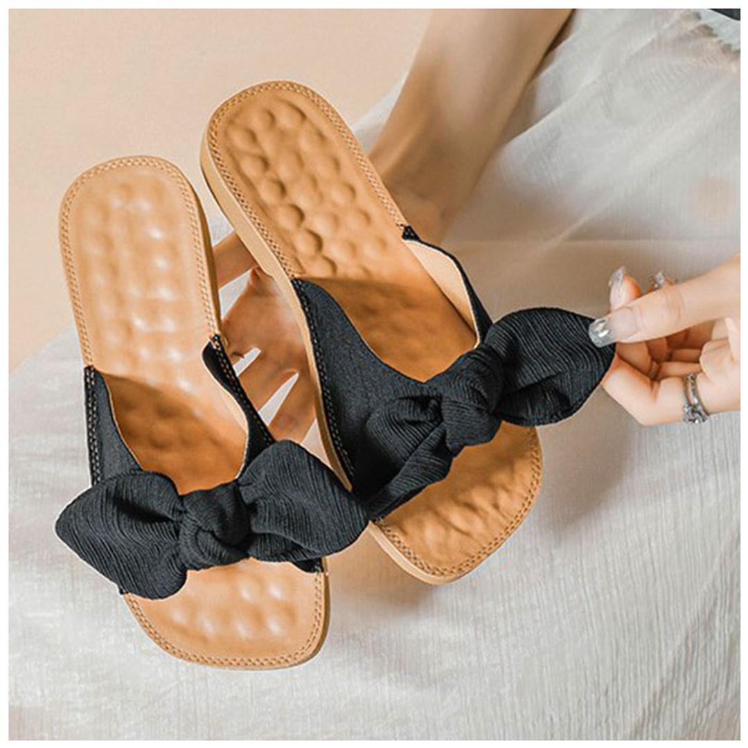 サンダル レディース ぺたんこ 通販 フラットサンダル フラット 歩きやすい つっかけ ローヒール ヒール 2cm 外履き スリッパ リボン おしゃれ シンプル 無地 大人 可愛い 夏 春夏 海 プール リゾート 靴 シューズ レディースシューズ レディース靴 グリーン 【即日発送】36(23cm)