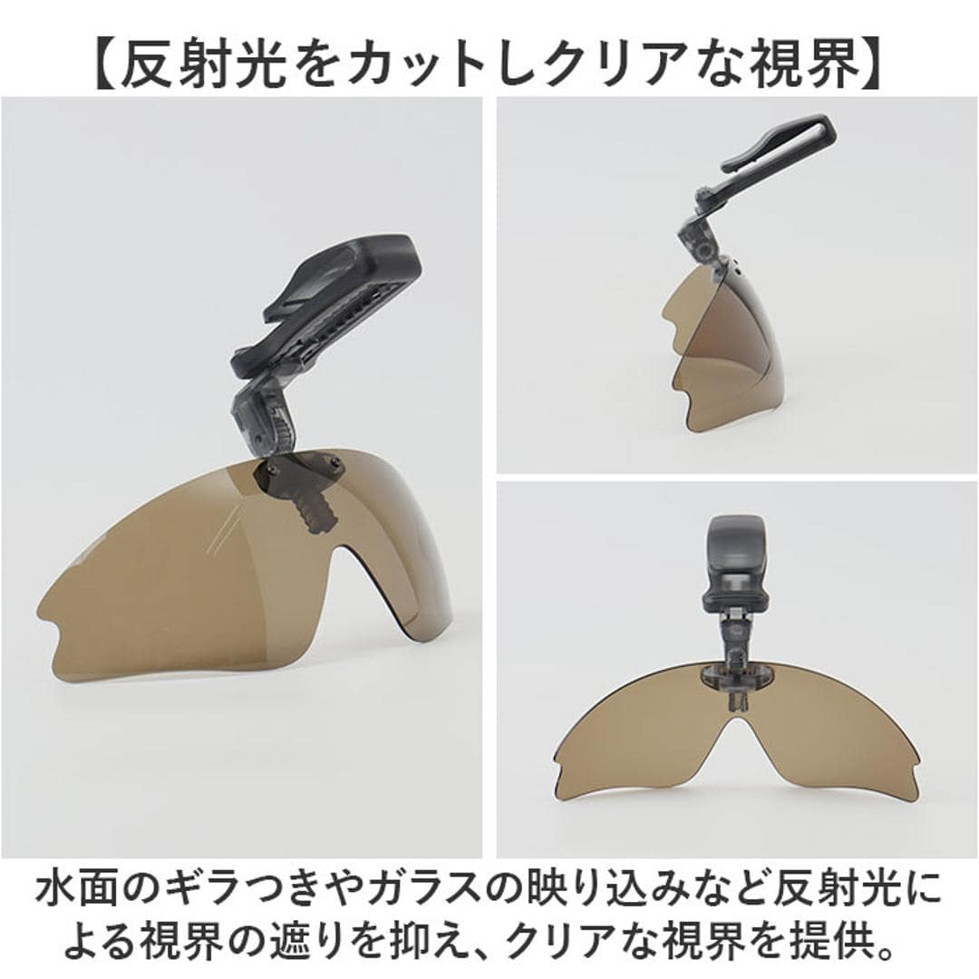 冒険王 サングラス 帽子用 通販 偏光グラス 偏光サングラス クリップオンサングラス キャップシェーダー 眼鏡 めがね メガネ 帽子に装着 帽子につける 帽子対応 クリップオン クリップ UVカット メンズ レディース 軽量 軽い 運転 ドライブ スポーツ 5S.スモーク ・