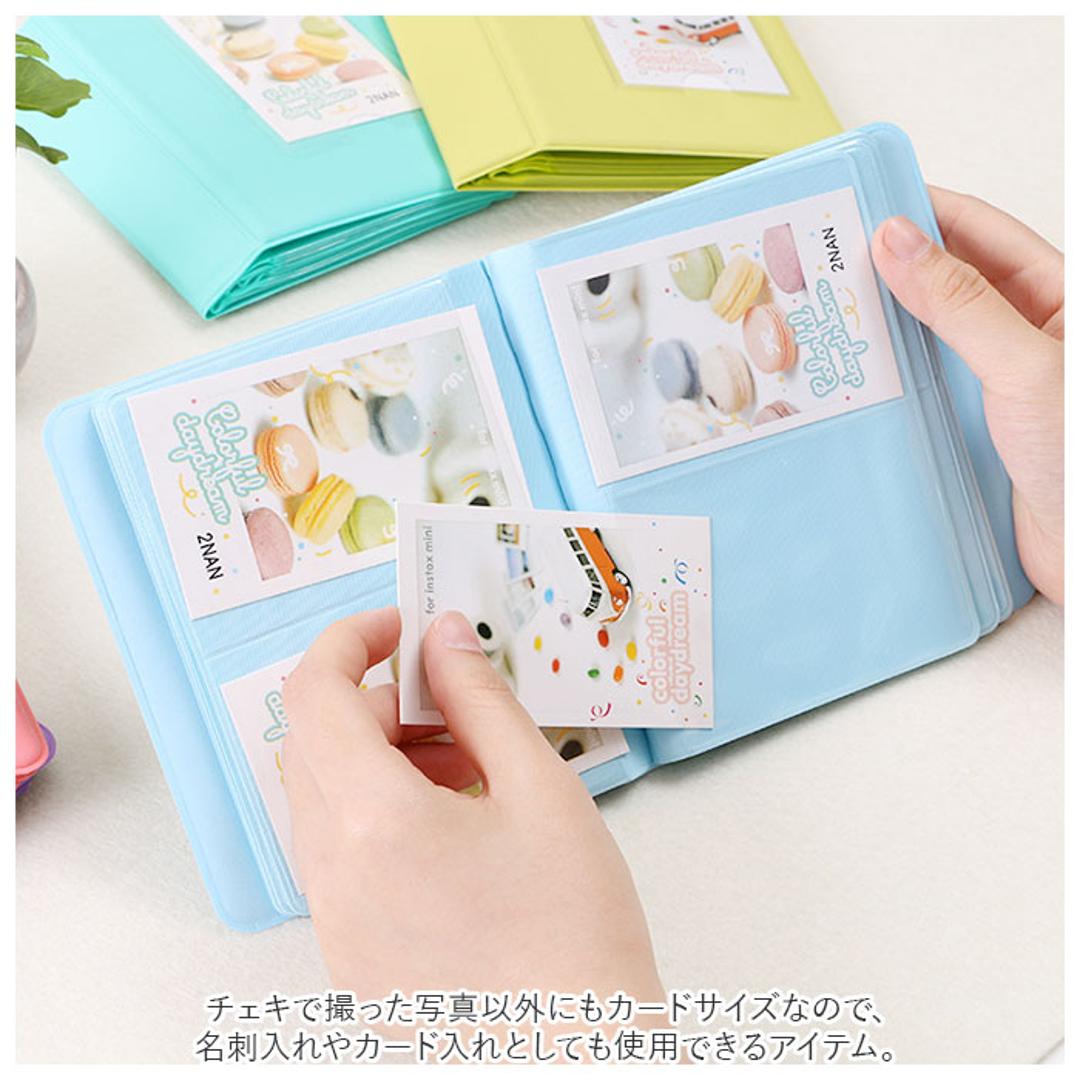 チェキアルバム 通販 65枚収納 チェキ アルバム チェキフィルム フォトブック ポケットアルバム スモールアルバム ポラロイド 持ち運び コンパクト 収納 カード ホルダー 出産祝い 雑貨 日用品 ライトブルー ・