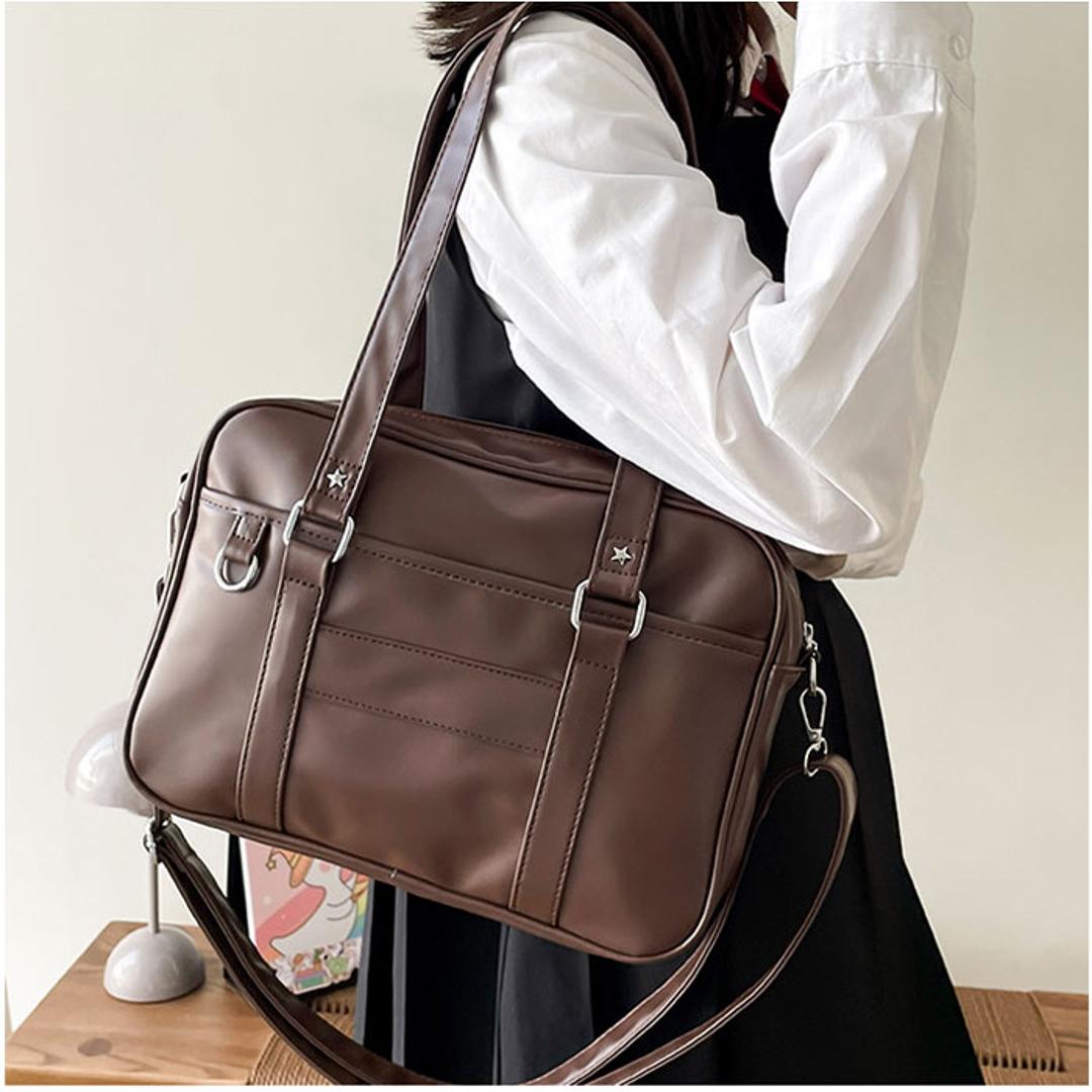 スクールバッグ 高校生 ショルダー 大容量 通販 スクールボストン スクールバック 学生鞄 肩掛け ショルダーバッグ ボストンバッグ ボストンバック ボストン バッグ 鞄 かばん 自立 軽量 軽い 底板 合皮 PU 女子高生 女子 通学 学生 中学生 ブラック ・