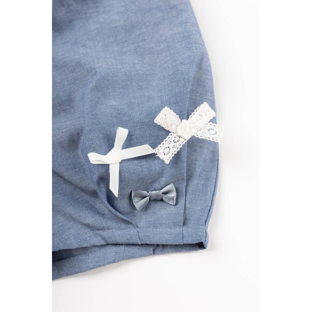 ショートパンツ キッズ 女の子 通販 ハーフパンツ 短パン バルーンパンツ リボン レース りぼん 後ろポケット ダンガリー かわいい おしゃれ 可愛い ガールズ 子供服 子ども服 ベビー服 Aenak アエナック 31252 キッズファッション ダンガリー 80cm