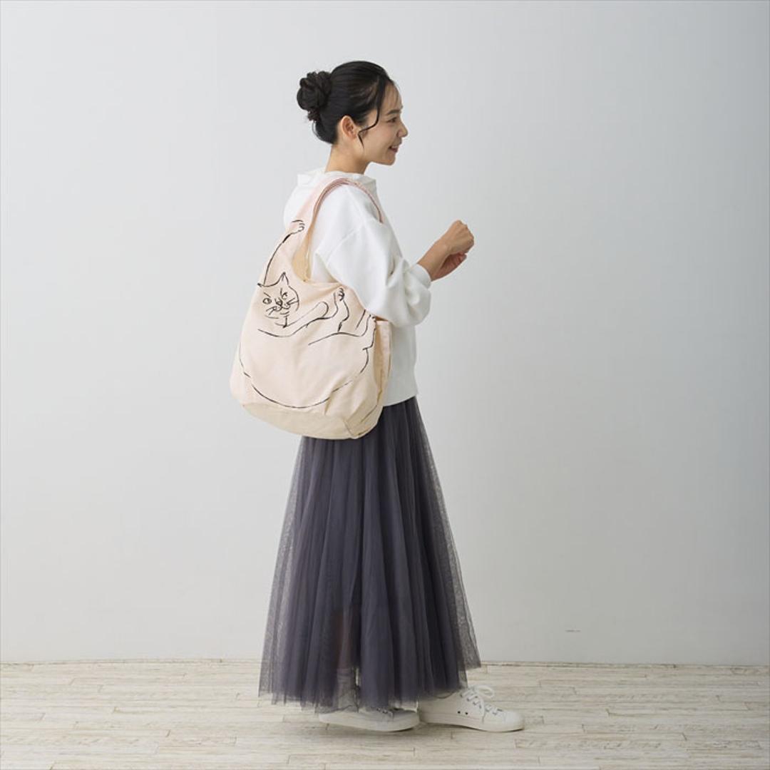 ルートート トートバッグ ROOTOTE 1188 通販 トートバック 肩掛けバッグ エコバッグ 買い物バッグ 折りたたみバッグ サブバッグ コンパクト 大きめ A4 大容量 レディース おしゃれ かわいい 通学 通勤 猫 ねこ 綿 ROUND ラウンド SHIRO ・