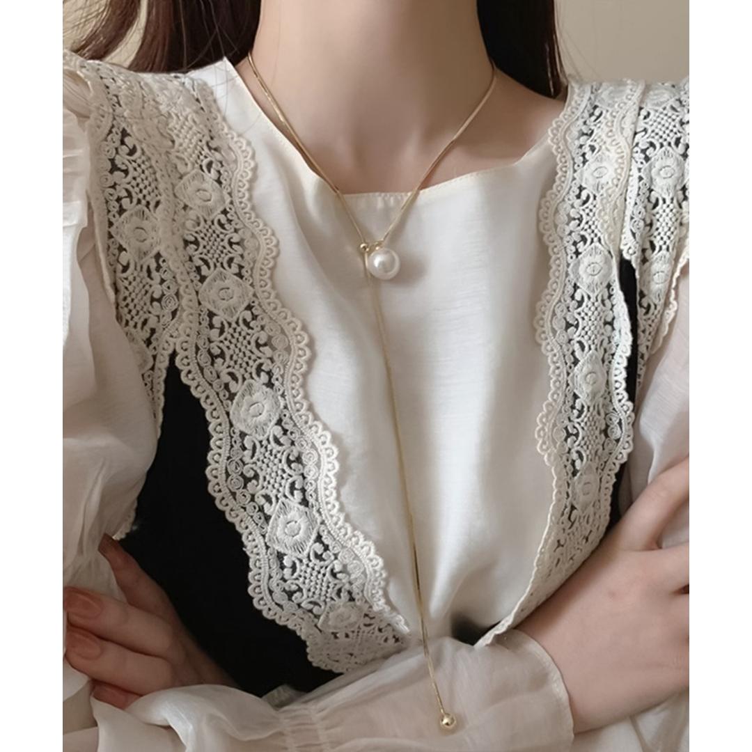 ネックレス レディース シンプル 通販 ペンダント 首飾り アクセサリー ジュエリー パール 真珠 大人 かわいい おしゃれ 可愛い オシャレ 女性 パールループタイネックレス nec-065 ダイヤモンドハーツ Diamond Hearts ゴールド ・