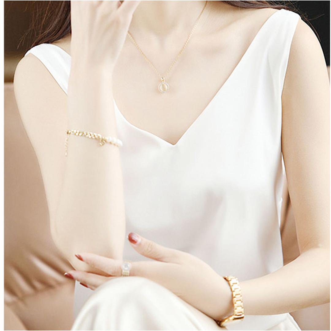 キャミソール カップなし 通販 キャミタンク サテンキャミ さらさら レディース トップス インナー 大人 かわいい きれいめ 上品 シンプル 無地 オフィスカジュアル おしゃれ 可愛い 女性 top-099 ダイヤモンドハーツ Diamond Hearts ホワイト Mサイズ