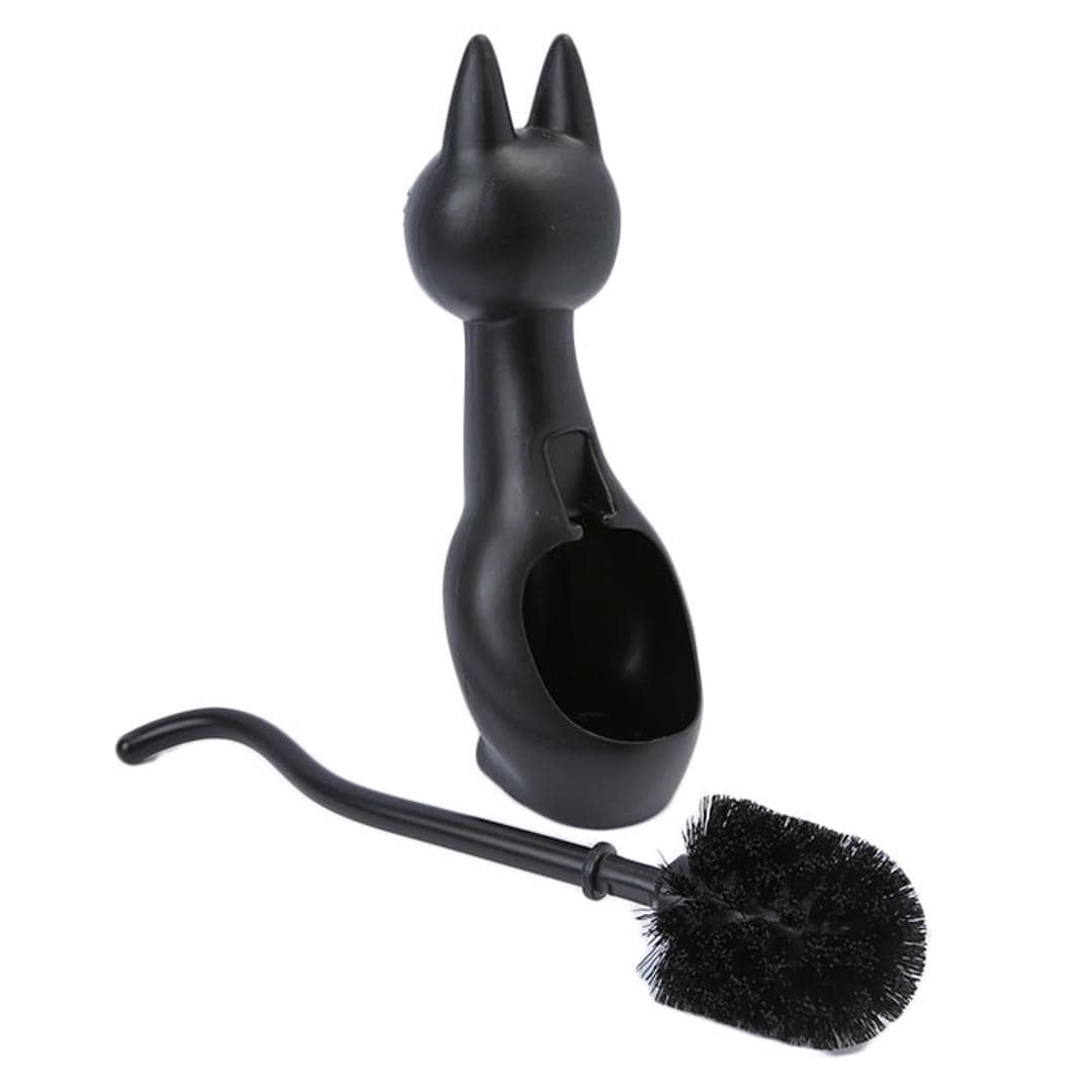 トイレブラシ かわいい 通販 おしゃれ コンパクト ポット セット 収納 トイレ掃除 ブラシ 猫グッズ 雑貨 ネコ ねこ ケースセット 掃除用品 猫雑貨 黒猫 ねこのしっぽの物語 ME3713.クロ ・