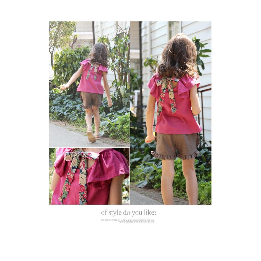 Rora キッズ Tシャツ 半袖 女の子 通販 ローラ カットソー 半袖Tシャツ 夏服 半袖トップス トップス バックリボン 袖フリル 可愛い おしゃれ かわいい オシャレ こども 女子 通園 通学 子供服 こども服 子ども服 キッズファッション ナチュラルマスタード 140cm