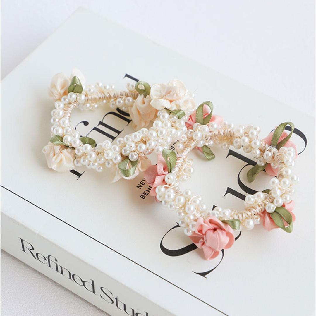 RORA ヘアゴム 通販 ローラ フィオナ 髪ゴム ヘアアクセサリー 髪飾り キッズ 子供 子ども こども 女の子 女子 花 お花 パール かわいい おしゃれ フォーマル カジュアル 入園式 卒園式 入学式 卒業式 結婚式 発表会 キッズファッション ピンク ・