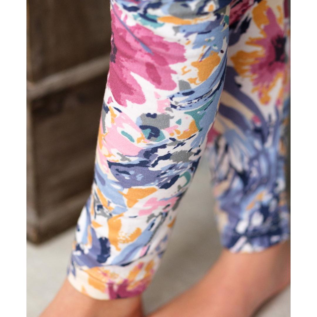 Rora 子供服 レギンス 通販 アザレア スパッツ パンツ ズボン 花柄 女の子 女子 子供 こども 子ども 10分丈 十分丈 通園 通学 幼稚園 かわいい おしゃれ カジュアル 春 夏 秋 冬 動きやすい ボトムス 子ども服 レッグウェア キッズファッション 花柄.パープル 110cm