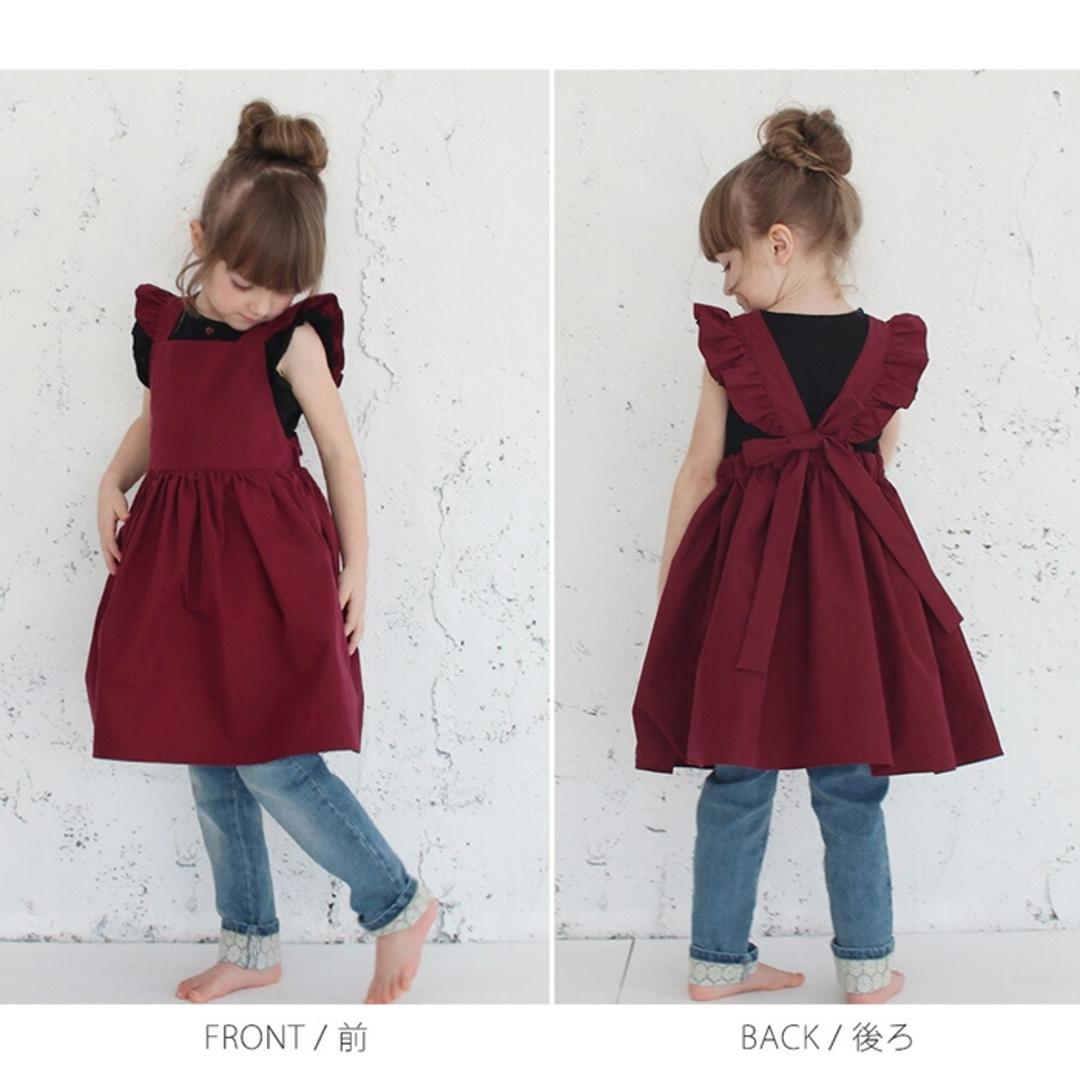 Rora エプロンドレス 子ども 通販 エプロン ドレス 子供 5014-19-55 エプロンワンピース ワンピース フリル キッズ 女の子 ギャザー 撥水 オシャレ 可愛い おしゃれ かわいい 無地 シンプル 子ども服 子供服 キッズファッション BEIGE 2XL