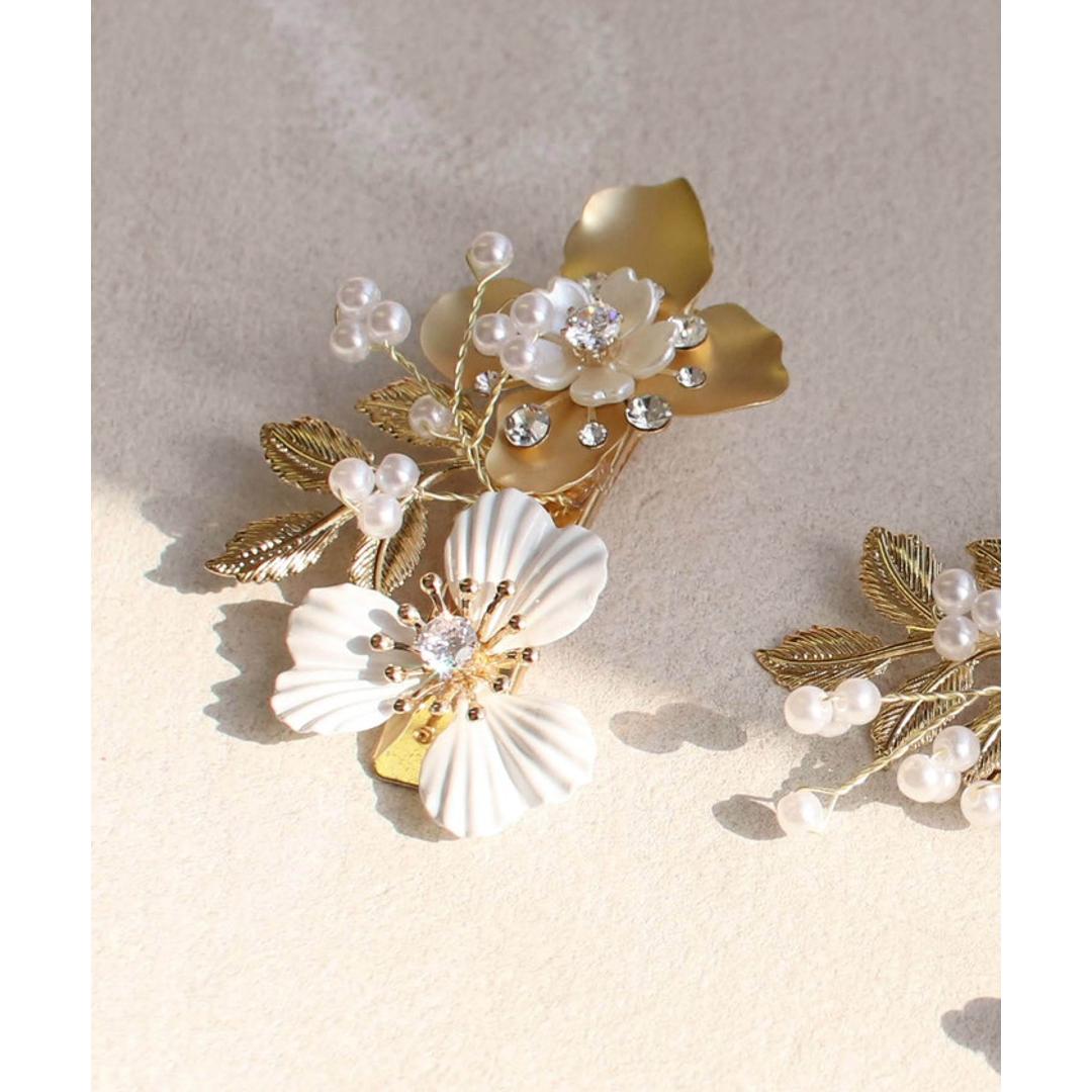 Rora ヘアクリップ キッズ 3個セット 通販 ローレン 花冠 髪飾り 髪留め 花 フラワー ゴールド 女の子 子供 子ども こども フォーマル 大人っぽい 上品 結婚式 パーティー 発表会 卒園式 入学式 七五三 誕生日 かわいい おしゃれ ヘアアクセサリー ヘアクリップ フリー