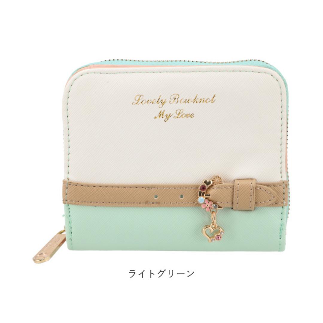 財布 レディース 二つ折り 通販 ミニ財布 小さい財布 ミニウォレット さいふ サイフ ミニサイフ 女子校生 コンパクト おしゃれ かわいい PU レザー ラウンドファスナー 女の子 こども 子供 キッズ 大人可愛い プレ ライトピンク ・