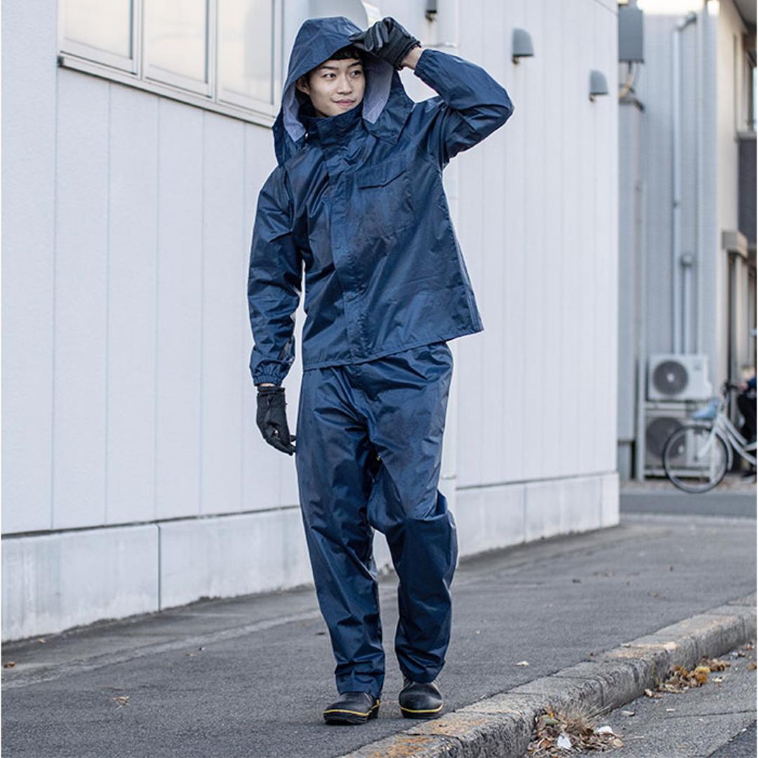 Makku マック レインスーツ AS-5050 通販 レインコート 雨具 レインウェア レインウエア 雨合羽 合羽 カッパ レインパンツ レインジャケット 上下 セット 無地 シンプル メンズ レディース 男女兼用 ユニセックス 通勤用 通学用 登山 ゴルフ ネイビー Mサイズ