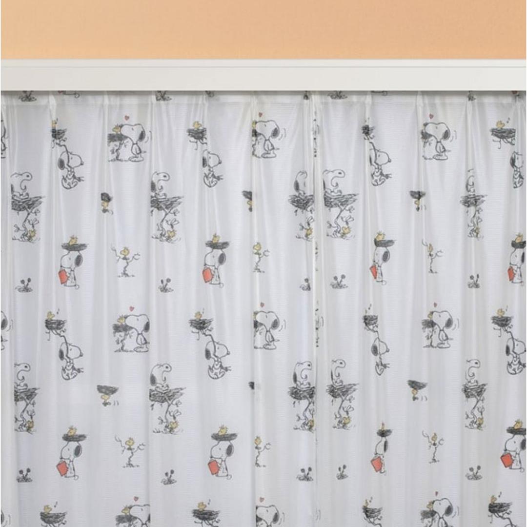レースカーテン 2枚組 キャラクター 通販 カーテン レース セット 柄 2枚セット 遮光 遮熱 UVカット 幅100 100cm 幅 100センチ 洗える 丸洗い 洗濯 紫外線カット 子供 新生活 子供部屋 女の子 男の子 大人 可愛い かわいい おしゃれ スヌーピー 100x108cm