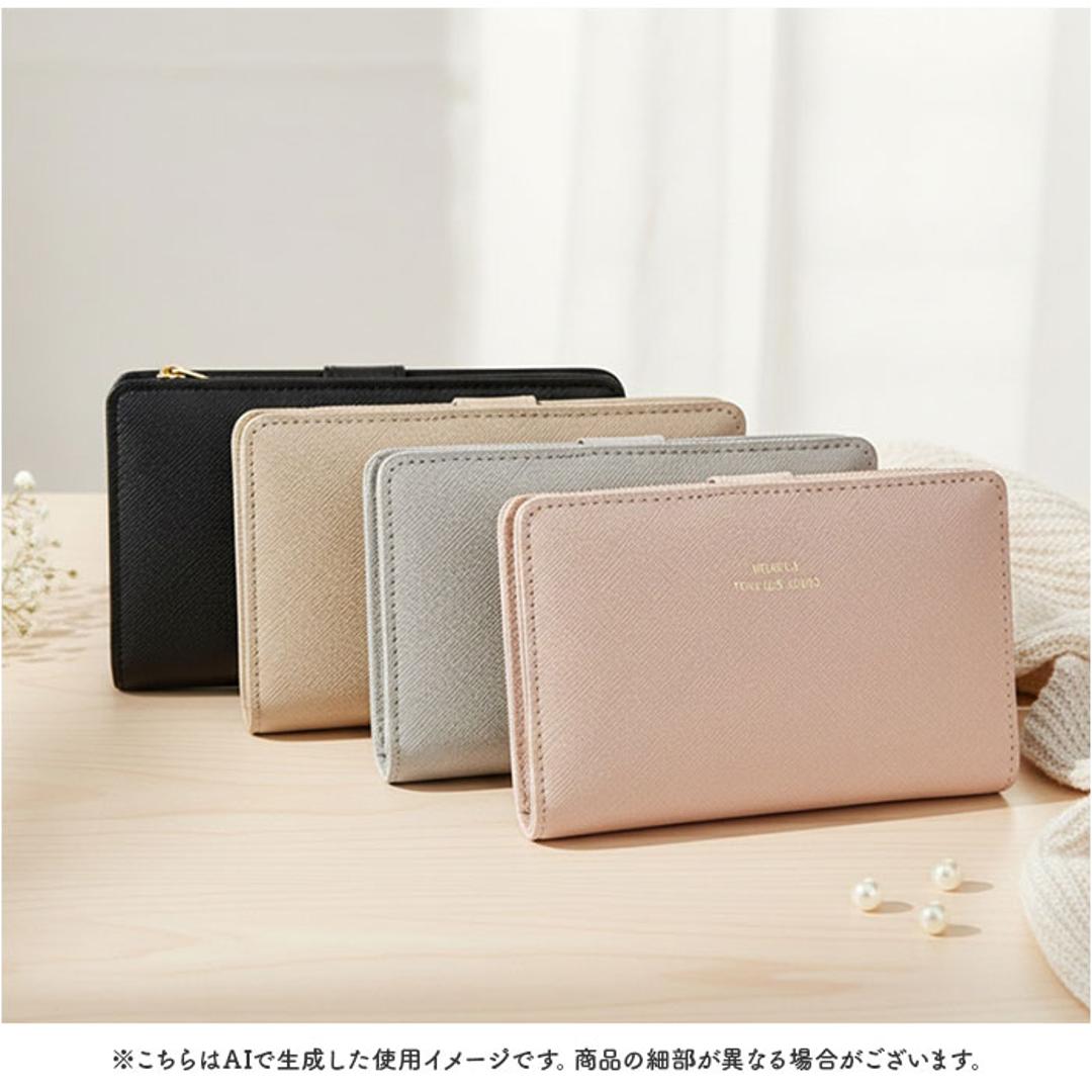 財布 レディース 二つ折り 通販 二つ折り財布 2つ折り財布 お財布 折り財布 折りたたみ財布 さいふ サイフ 使いやすい かわいい 女性 女子 女の子 おしゃれ 可愛い シンプル 大容量 CMK-1059 L字ファスナー 小銭入れあり レディース財布 グレーベージュ ・