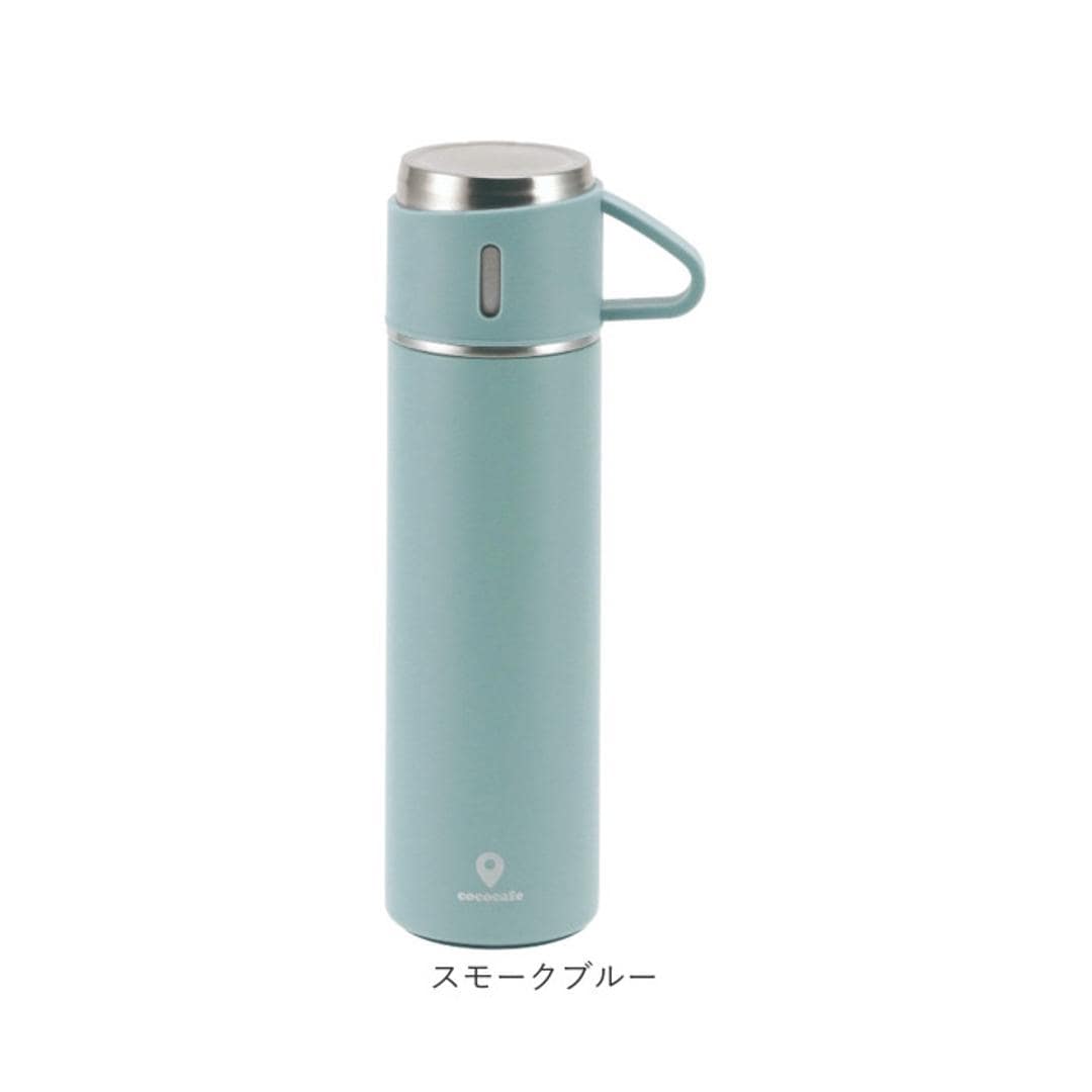 ココカフェ ボトル 450ml コップ付き 通販 保冷 保温 ステンレス 真空二重 ステンレスボトル おしゃれ マグボトル マグ カップ付き 水筒 カップ コップ コーヒー お茶 飲み物 cococafe キッチン用品 アウトドア チャコール ・