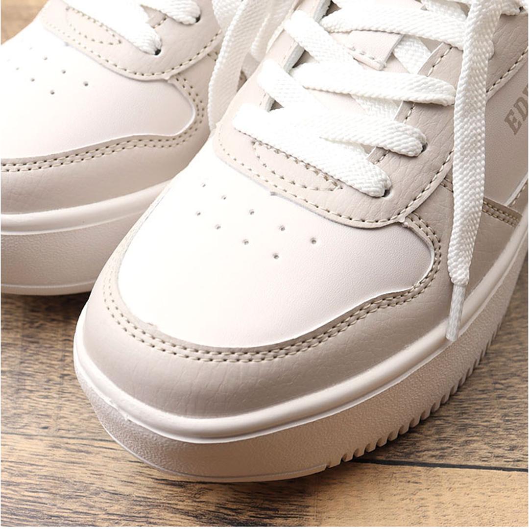 EDWIN スニーカー EDW4324 エドウィン 通販 レディース ローカットスニーカー 軽量 厚底スニーカー 歩きやすい シューズ 靴 くつ クツ カジュアルシューズ おしゃれ かわいい シンプル 女子 高校生 中学生 女性 婦人靴 大人 可愛い 無地 WHITE 23cm