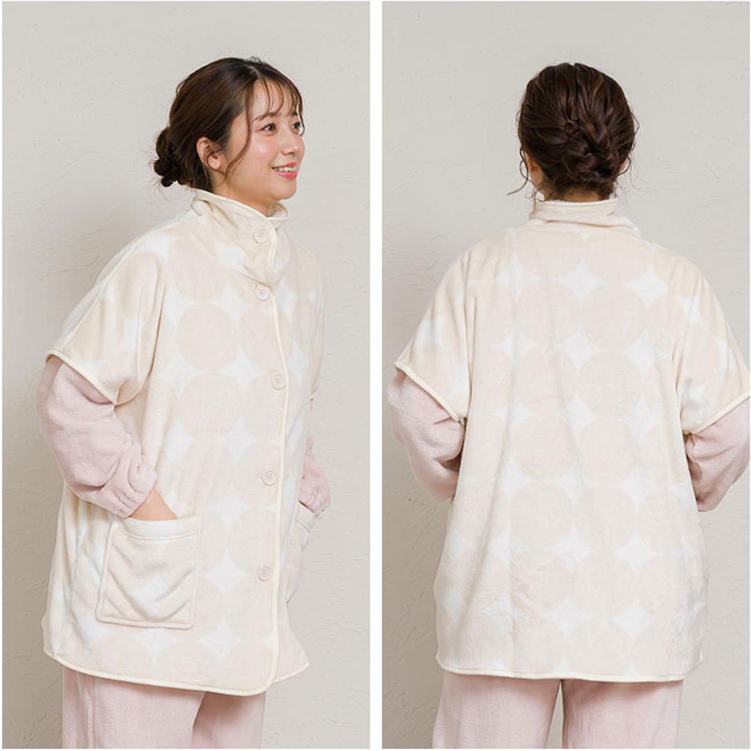 ブランケットローブ ショート丈 通販 ローブ ブランケット レディース 前開き フロントボタン ルームウェア 暖かい ふわふわ もこもこ 防寒 羽織 あったか リラックス 部屋着 寒さ防止 おしゃれ かわいい やわらかい ゆったり カジュアル 短め 大人 01.ベージュ/A ・