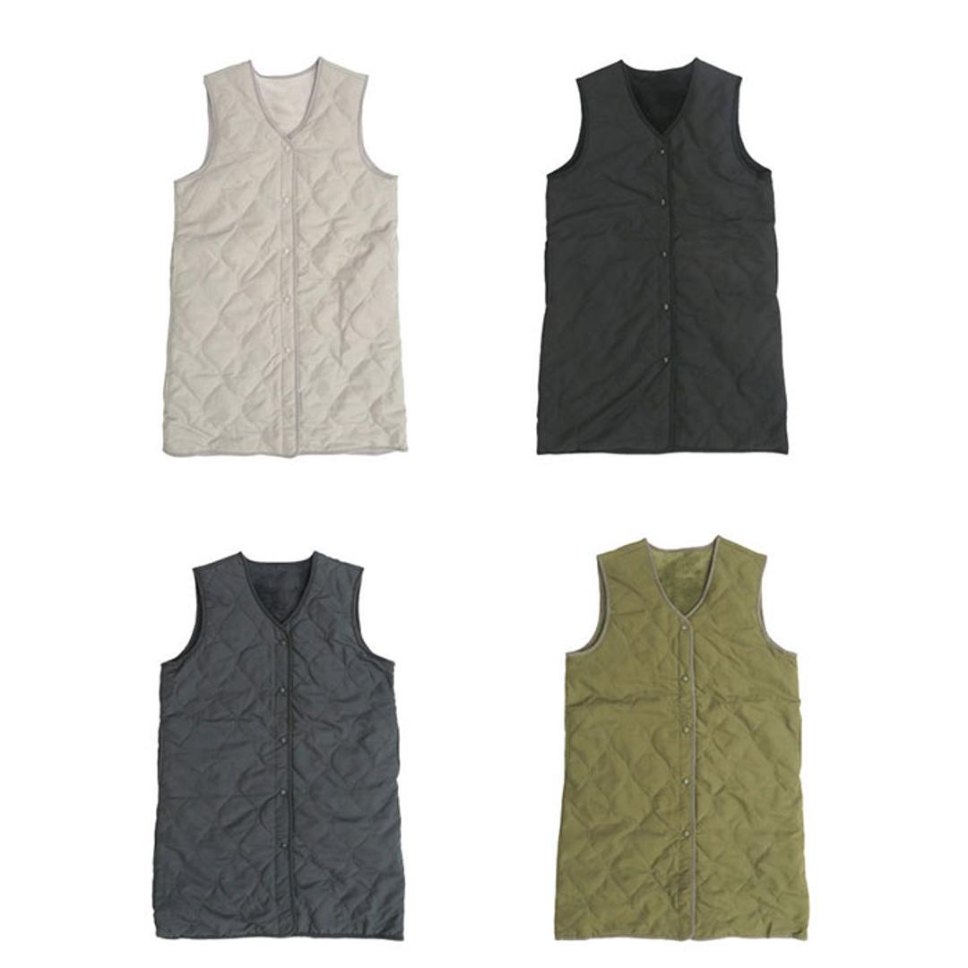 キルティングベスト レディース 通販 ジレ ロングジレ 前開き フロントボタン ノースリーブ おしゃれ ロングベスト ロング丈 撥水 はっ水 トップス かわいい カジュアル 暖かい 防寒 シンプル 無地 体型カバー きれいめ 秋冬 アウター 大人 オフィス 羽織 04.グレージュ ・