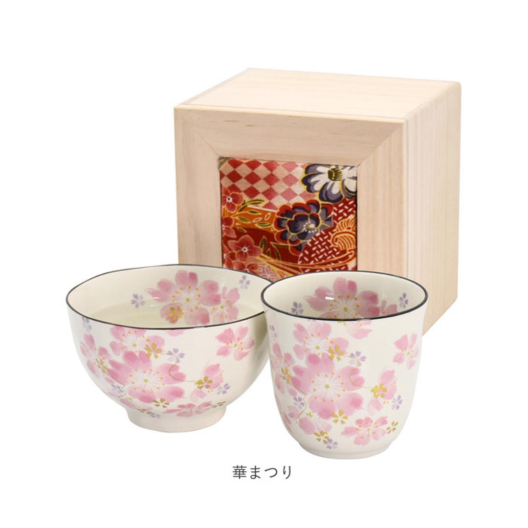 美濃焼 茶碗 湯呑 セット 通販 日本製 木箱入 和食器セット 食器 飯椀 湯呑み ご飯茶碗 湯のみ コップ 皿 お皿 陶器 おしゃれ 美濃焼き キッチン雑貨 誕生日 結婚祝い 還暦 男性 女性 両親 父 母 敬老の日 花かいろう山茶花 ・