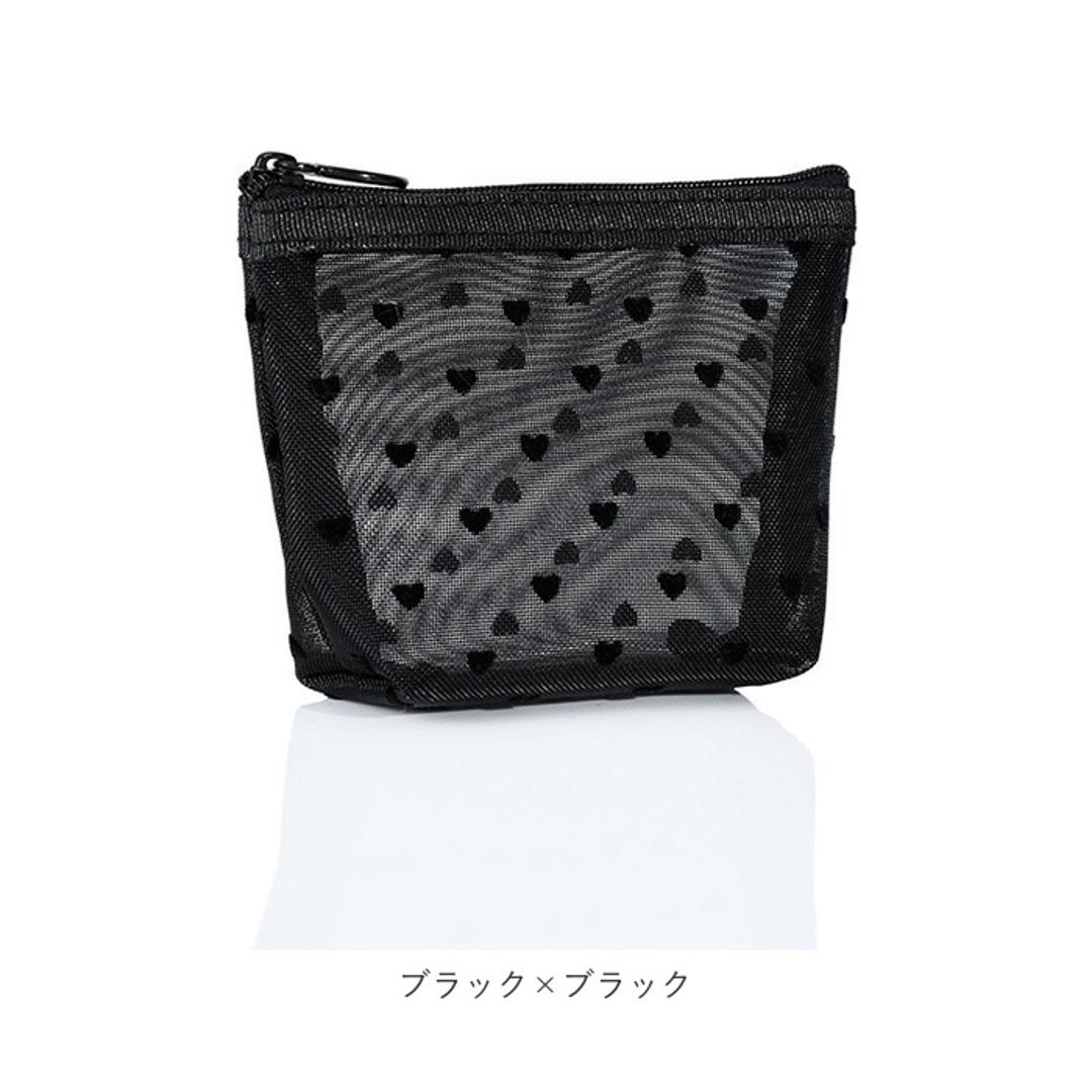 メッシュ ポーチ 通販 コスメケース ミニポーチ コスメポーチ メイクポーチ 収納ポーチメッシュポーチ バッグインバック コスメ入れ 小物入れ マルチポーチ シースルー ナイロン コスメ 小物 トラベル 旅行 出張 ブラック×レッド ・