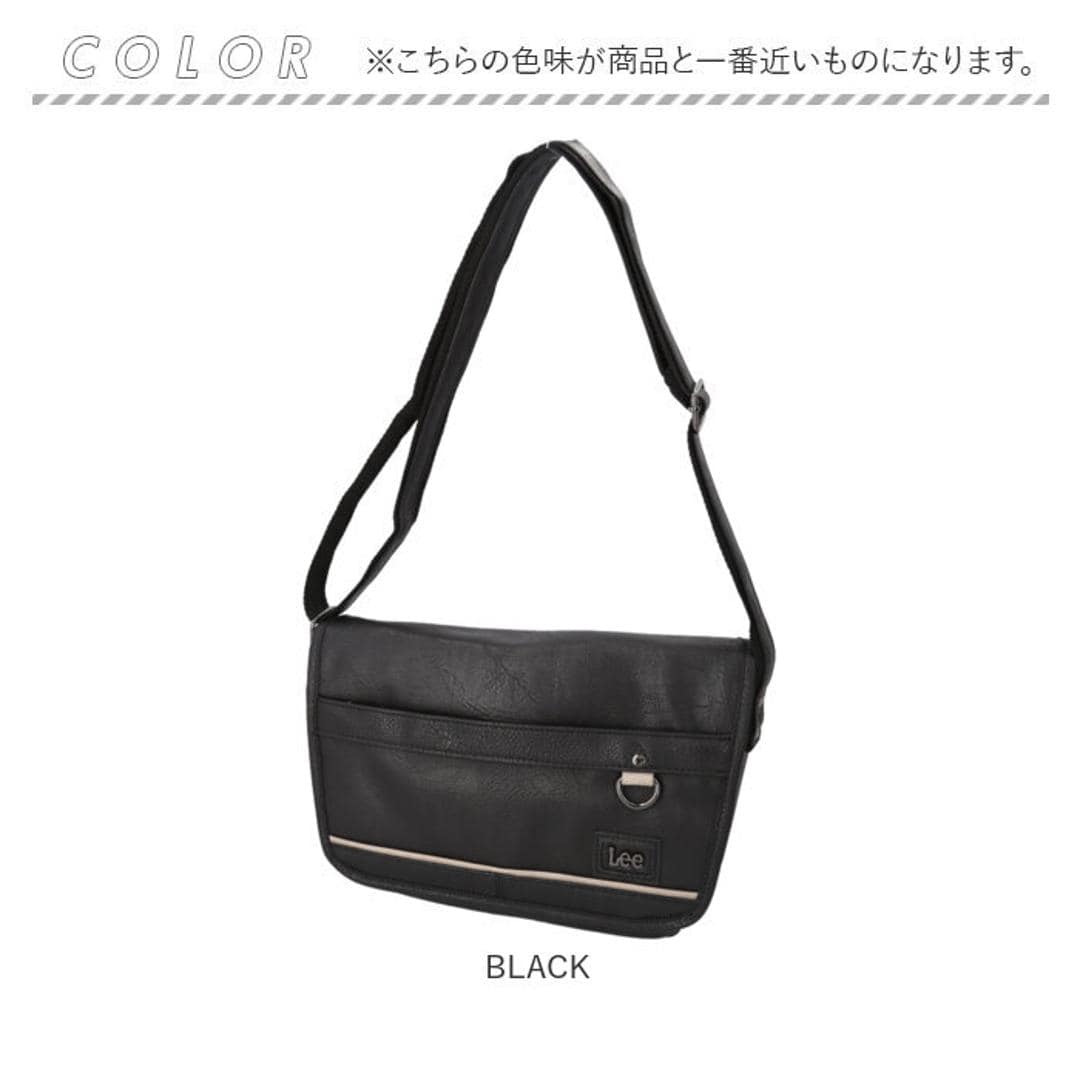 Lee リー ショルダーバッグ 通販 バッグ ショルダーバック メンズ レディース 斜めがけ おしゃれ 斜め掛け ななめ掛け 斜めかけ 大人 シンプル 無地 ギフト ショルダー 肩掛け バック かばん 鞄 オシャレ 贈り物 かっこいい BLACK ・