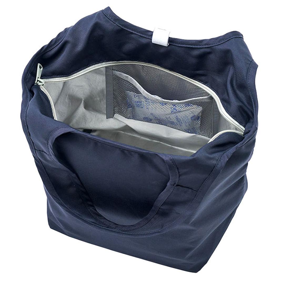 MOTTERU モッテル エコバッグ 折りたたみ 通販 エコバック コンパクト おりたたみ 折り畳み 買い物バッグ 買い物バック 入れやすい 出しやすい 使いやすい トート 手提げ クルリト 保冷バッグ 保冷バック 約13L 日常使い シンプル 無地 ネイビー ・