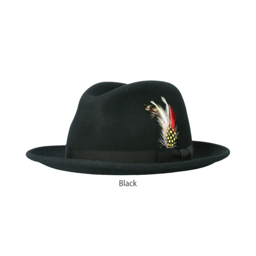 ニューヨークハット　New York Hat 中折れ帽子　黒　美品 NEW YORK HAT ニューヨークハット 中折れハット メンズ 中折れ