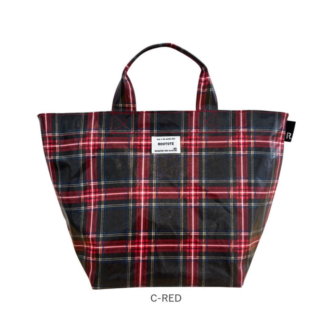 ルートート ラミネート ROOTOTE 3608 通販 トートバッグ トートバック 横型 舟形 ランチトートバッグ サブバッグ レディース 小さめ 通勤 通学 軽量 軽い 撥水 チェック柄 シンプル おしゃれ 大人 かわいい DELI レディースバッグ C-GREEN ・