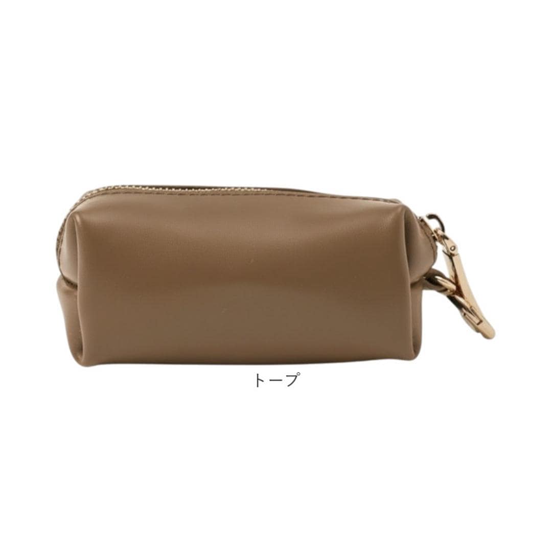 Rename ポーチ 小さめ 通販 リネーム RPL24030 小物ポーチ 革 小物入れ ミニポーチ リップポーチ アクセサリーポーチ コインケース 小銭入れ レディース メンズ 可愛い おしゃれ レザー 本革 シンプル カラビナ付き レディースバッグ ブラック ・