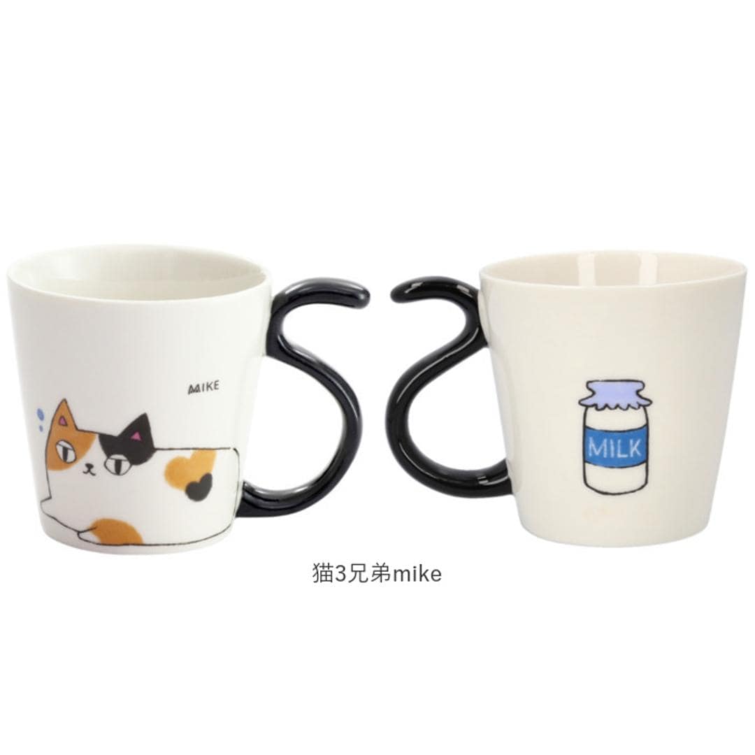 にゃん屋 猫3兄弟 マグカップ 通販 日本製 マグ カップ コップ 湯呑 湯呑み 湯飲み しっぽ 猫柄 ネコ柄 食器 可愛らしい キッチン雑貨 かわいい 可愛い キャラ キャット キュート お祝い 記念品 ギフト 贈り物 生活雑貨 猫3兄弟kuro ・