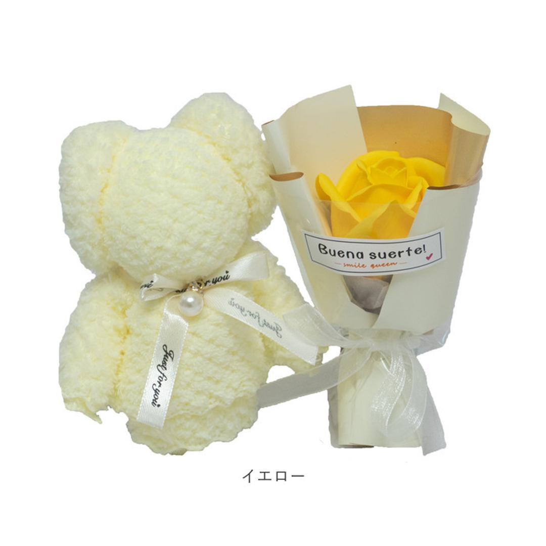 タオル ソープフラワー ギフト 通販 タオルベアギフト ハンドタオル ソープフラワーギフト 贈りもの 贈り物 贈物 かわいい 可愛い くま 熊 クマ ベア お祝い お礼 生活雑貨 生活用品 インテリア雑貨 日用品 おしゃれ オシャレ ホワイト ・