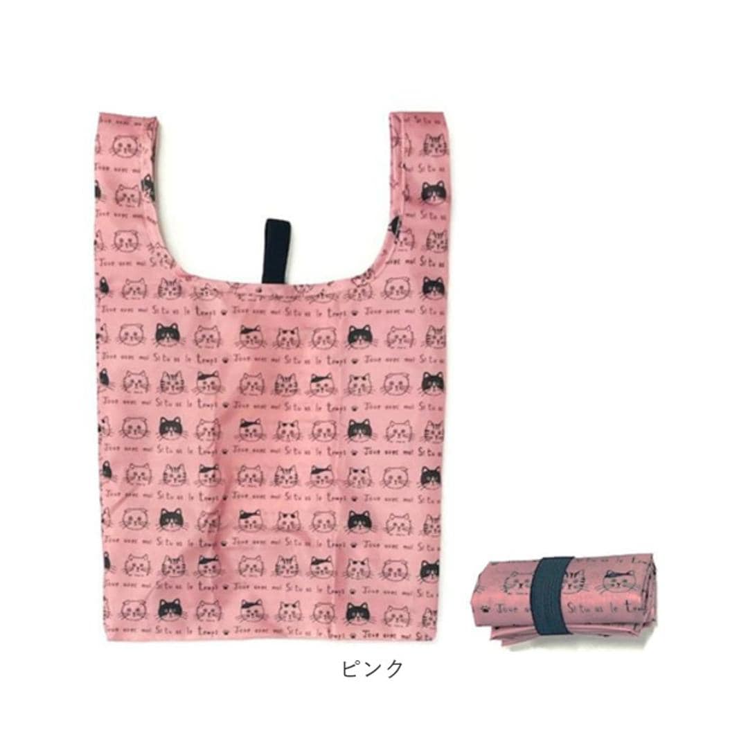 エコバッグ マイバッグ 通販 レディース タルティーヌ トートバッグ サブバッグ おしゃれ かわいい 手提げ トート コンビニバッグ コンパクト 折り畳み バッグ バック 軽量 軽い 大人 小さめ 猫 ねこ アニマル カジュアル シンプル エコ 折りたたみ ブルー ・