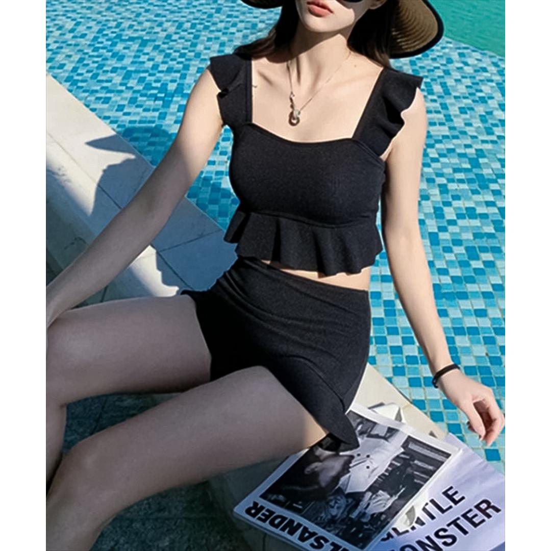 水着 レディース セパレート 通販 ダイヤモンドハーツ swm-0010 Diamond Hearts タンキニ ビキニ ツーピース スイムウェア ショートパンツ 20代 30代 おしゃれ かわいい ママ水着 フリル シンプル 大人 可愛い 無地 女性用 レッド系その他 Mサイズ