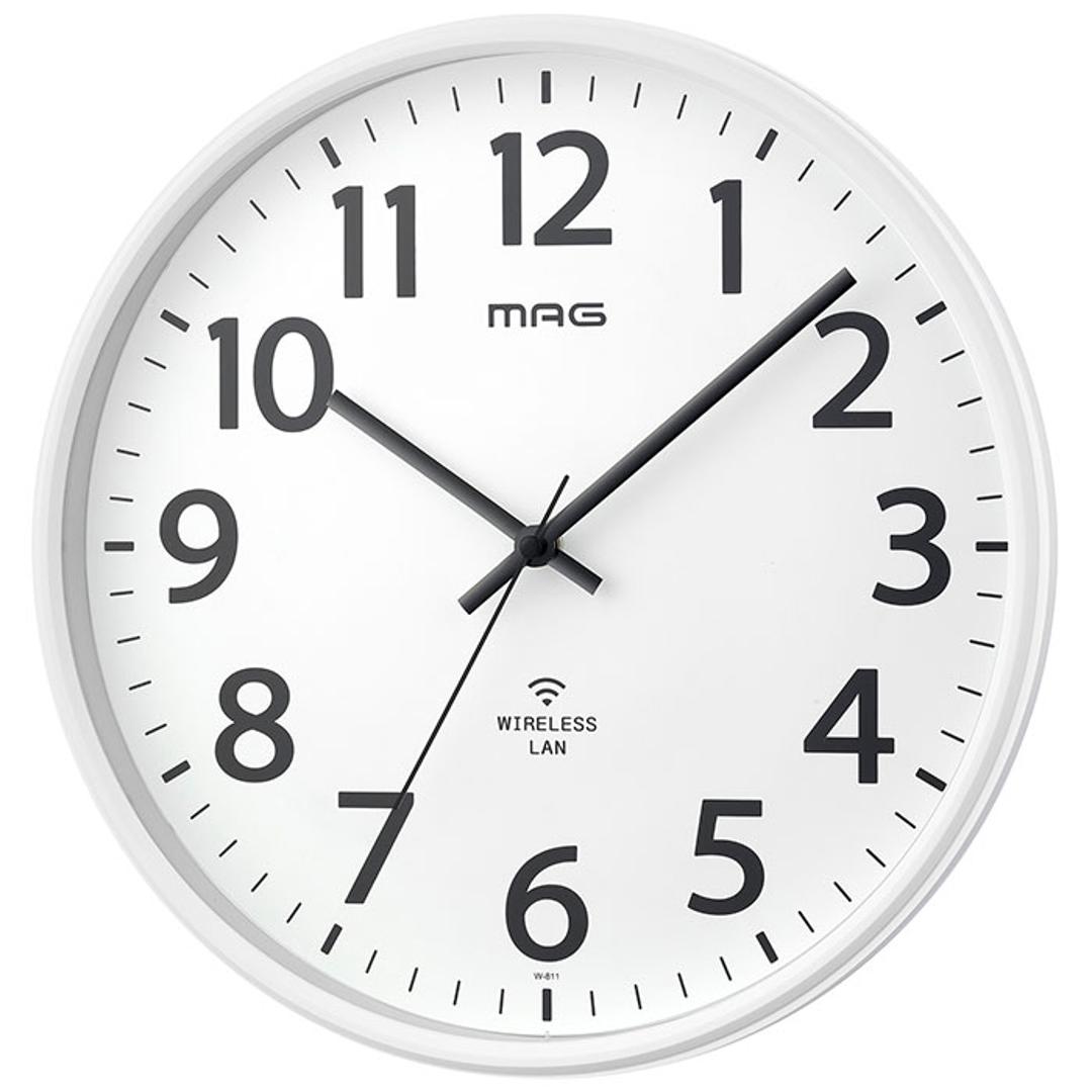 wifi 時計 壁掛け 通販 MAG マグ W-811 アナログ時計 掛時計 壁掛け時計 掛け時計 無線LANアナログ掛時計 シグナルキーパー シンプル オフィス 事務所 試験会場 会議室 会社 工場 教室 インテリア時計 家具 インテリア ホワイト ・