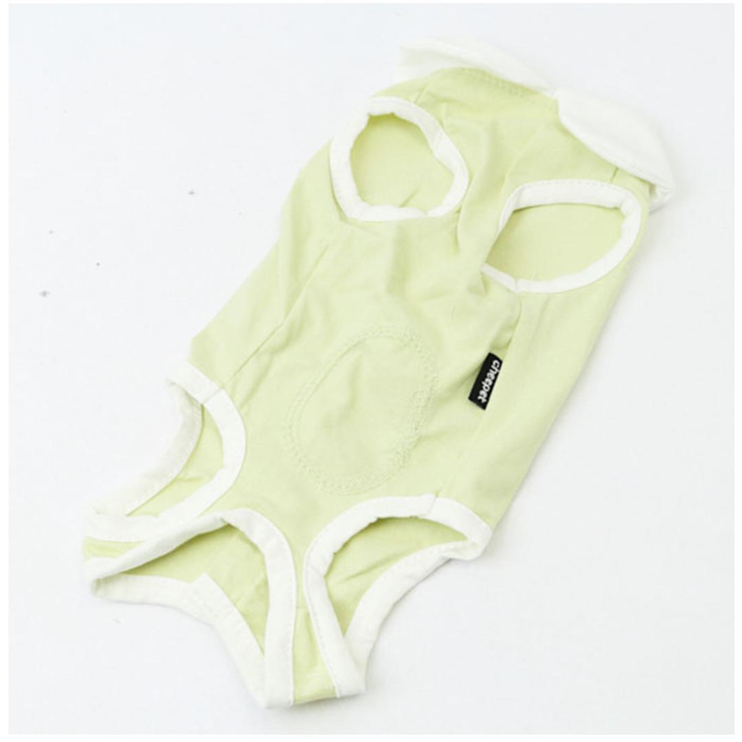 犬 術後服 オス メス 通販 イヌ いぬ 避妊 去勢 男の子 女の子 ペット パンツ 傷口 保護 引っ掻き 防止 傷舐め 噛み 背中開き 介護 薄手 伸縮性 猫 ねこ ネコ 怪我 ケガ かわいい グリーン 【即日発送】S