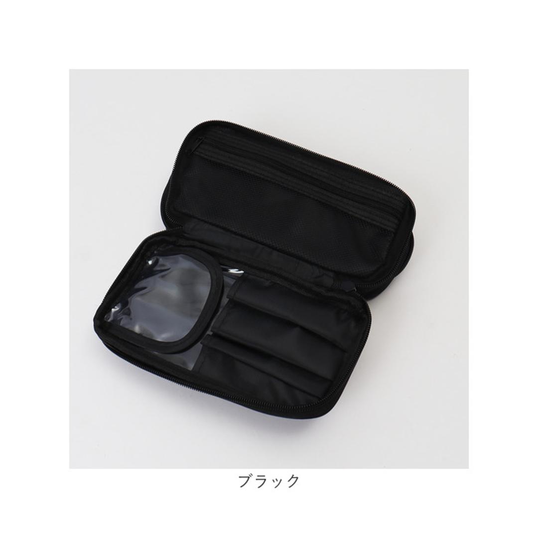 コスメポーチ 持ち歩き 通販 ポーチ 化粧ポーチ メイクポーチ トラベルポーチ 小物入れ 化粧品入れ 収納 小さめ 仕切り 整理 ポケット コンパクト シンプル かわいい おしゃれ ブラック×ピンク ・