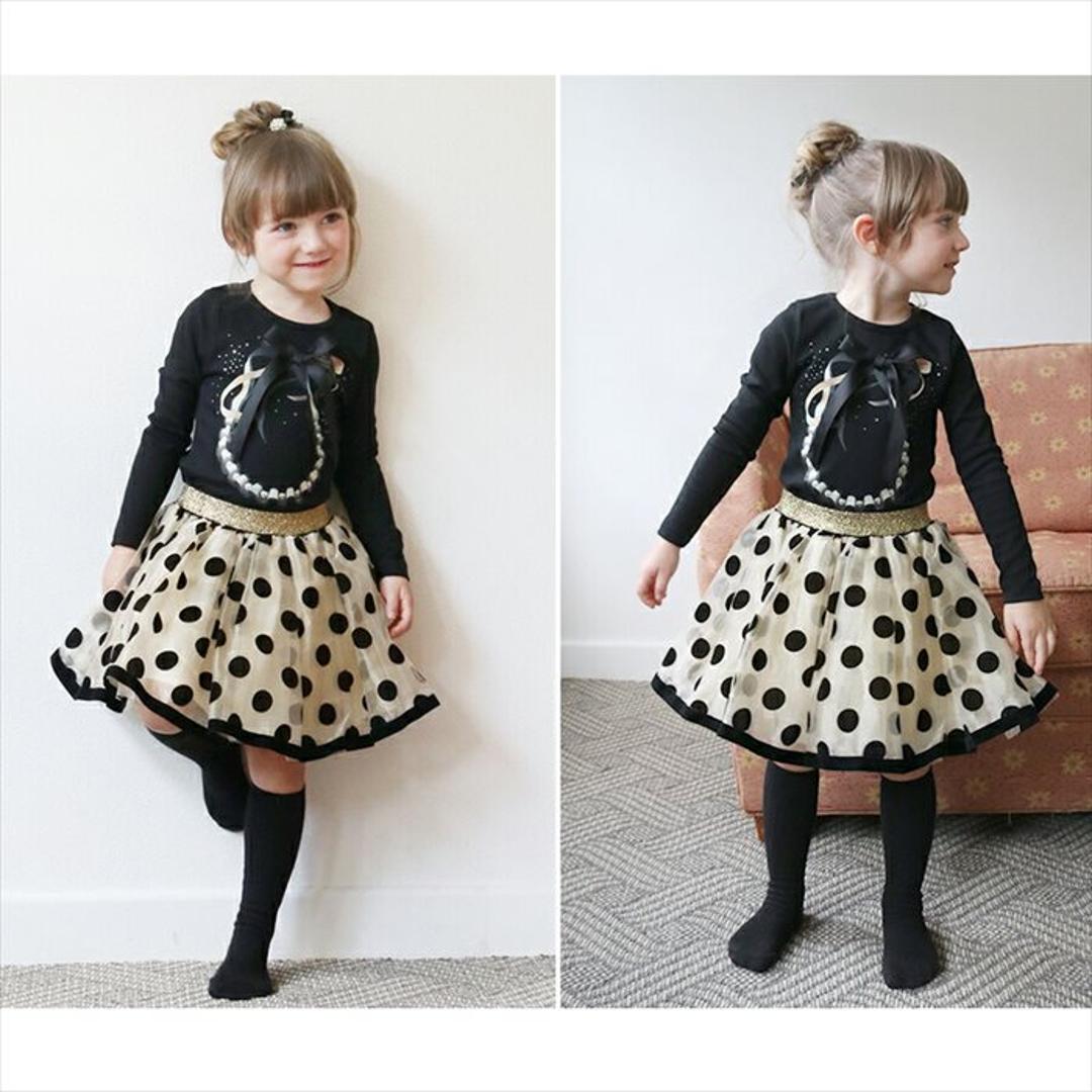 Rora スカート キッズ 女の子 通販 チュールスカート 10006023 ギャザースカート チュチュ 発表会 結婚式 卒園式 入学式 ドット 水玉 ウエストゴム ガーリー かわいい オシャレ 可愛い おしゃれ ボトムス 子ども服 子供服 キッズファッション BLACK 100cm