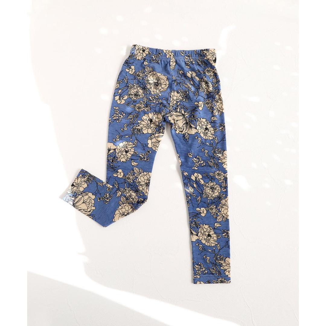Rora 子供服 レギンス 通販 ロザミア スパッツ パンツ ズボン 花柄 女の子 女子 子供 こども 子ども 10分丈 十分丈 通園 通学 幼稚園 かわいい おしゃれ カジュアル 春 夏 秋 冬 動きやすい ボトムス 子ども服 レッグウェア キッズファッション 花柄.ブルー 110cm