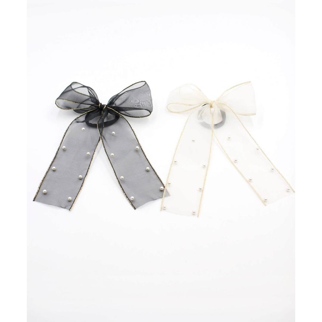 Rora キッズ ヘアゴム リボン 通販 オーガンジー パール 68062301 ウナスヘアゴム 大きめ 女の子 大人っぽい 卒園式 入学式 結婚式 発表会 オシャレ 可愛い おしゃれ かわいい ヘアアレンジ ヘアーアクセサリー ヘアアクセサリー キッズファッション ブラック フリー