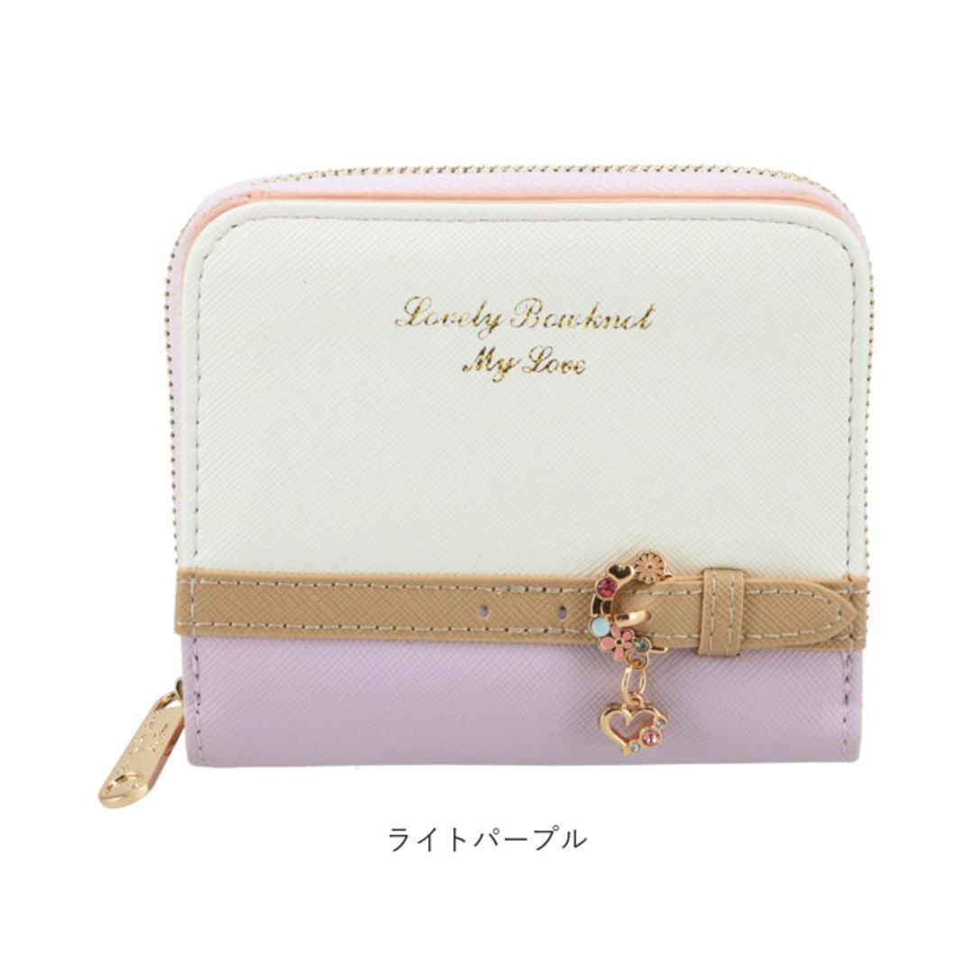 財布 レディース 二つ折り 通販 ミニ財布 小さい財布 ミニウォレット さいふ サイフ ミニサイフ 女子校生 コンパクト おしゃれ かわいい PU レザー ラウンドファスナー 女の子 こども 子供 キッズ 大人可愛い プレ ライトピンク ・