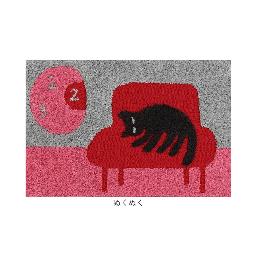 玄関マット おしゃれ 室内 通販 日本製 アツコマタノ atsuko matano ドアマット 足元マット インテリアマット ラグマット アクセントマット エントランスマット 厚手 洗える マタノアツコ 猫 ネコ 室内用玄関マット テキスタイル インテリア 見つめる猫 ・